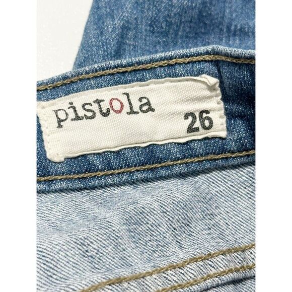 Pistola Audrey Womens Distressed Mid-Rise Cropped Jeans Blue Medium Wash Size 26 - Picture 2 of 13